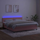 vidaXL rózsaszín bársony rugós és LED-es ágy matraccal 160x200 cm