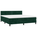 vidaXL sötétzöld bársony rugós és LED-es ágy matraccal 180x200 cm