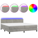 vidaXL világosszürke bársony rugós és LED-es ágy matraccal 200x200 cm