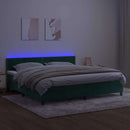 vidaXL sötétzöld bársony rugós és LED-es ágy matraccal 200x200 cm
