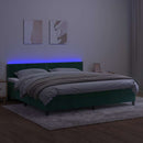 vidaXL sötétzöld bársony rugós és LED-es ágy matraccal 200x200 cm