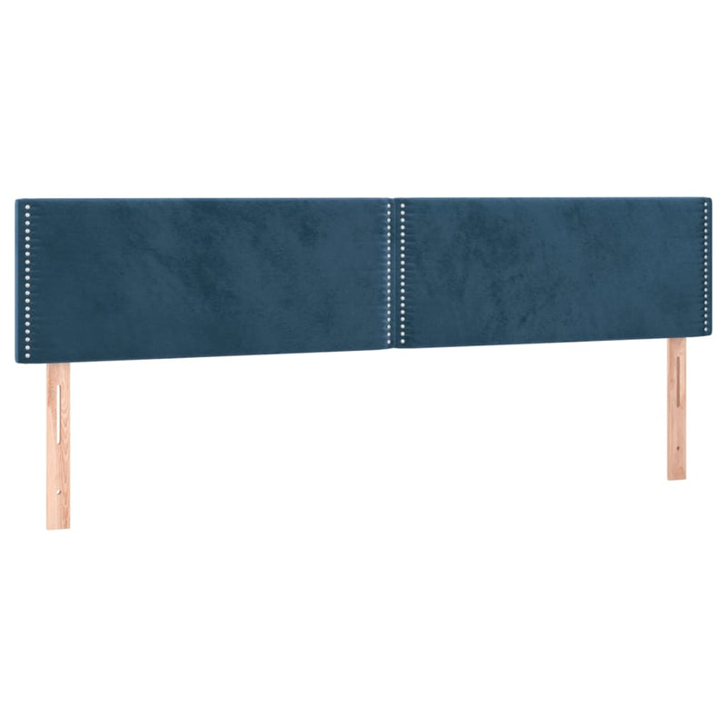 vidaXL sötétkék bársony rugós és LED-es ágy matraccal 200x200 cm