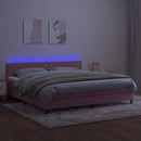 vidaXL rózsaszín bársony rugós és LED-es ágy matraccal 200x200 cm