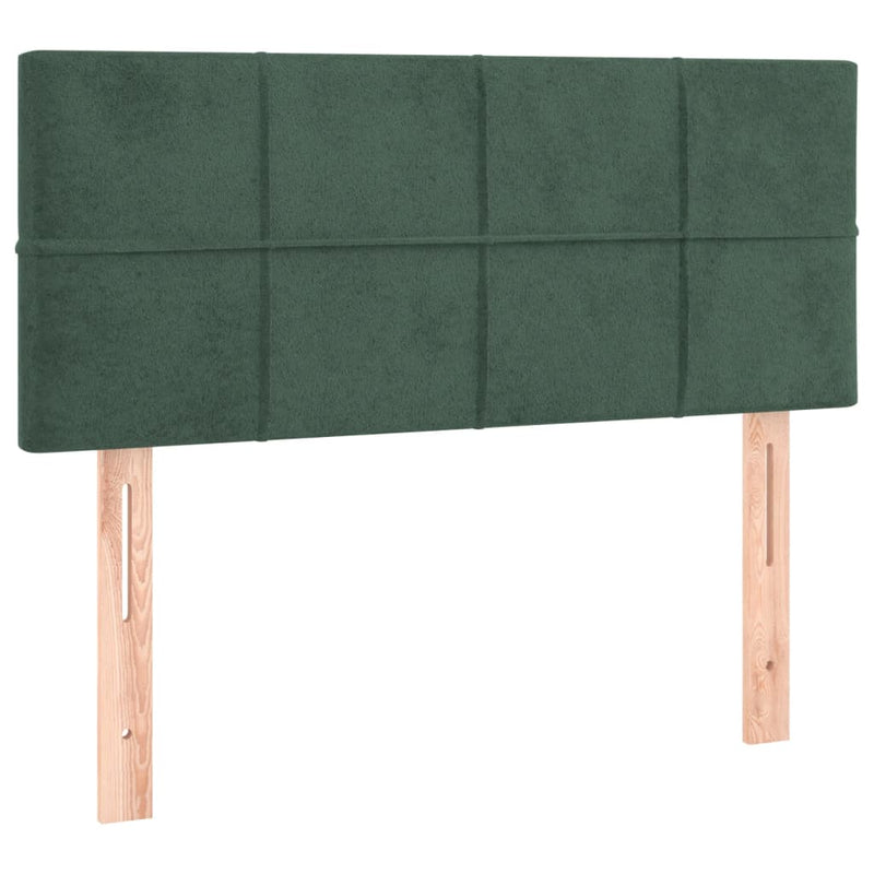 vidaXL sötétzöld bársony rugós és LED-es ágy matraccal 80 x 200 cm