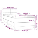 vidaXL sötétkék bársony rugós és LED-es ágy matraccal 80 x 200 cm