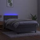 vidaXL világosszürke bársony rugós és LED-es ágy matraccal 90x190 cm