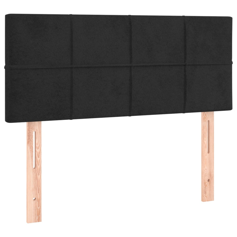 vidaXL fekete bársony rugós és LED-es ágy matraccal 90x190 cm