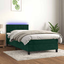 vidaXL sötétzöld bársony rugós és LED-es ágy matraccal 90x190 cm