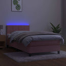 vidaXL rózsaszín bársony rugós és LED-es ágy matraccal 90x190 cm