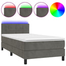 vidaXL sötétszürke bársony rugós és LED-es ágy matraccal 90x200 cm