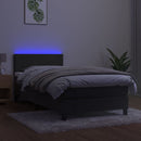 vidaXL sötétszürke bársony rugós és LED-es ágy matraccal 90x200 cm