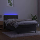 vidaXL sötétszürke bársony rugós és LED-es ágy matraccal 90x200 cm