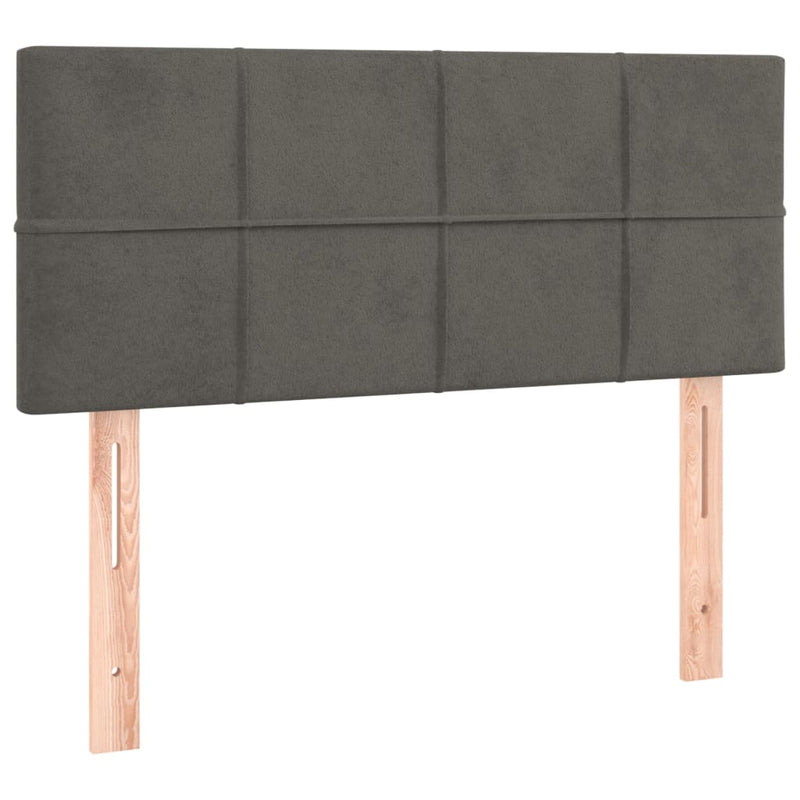 vidaXL sötétszürke bársony rugós és LED-es ágy matraccal 90x200 cm