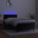 vidaXL fekete bársony rugós és LED-es ágy matraccal 90x200 cm