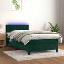 vidaXL sötétzöld bársony rugós és LED-es ágy matraccal 100x200 cm