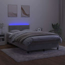 vidaXL világosszürke bársony rugós és LED-es ágy matraccal 120x200 cm