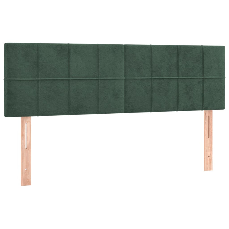vidaXL sötétzöld bársony rugós és LED-es ágy matraccal 140x190 cm