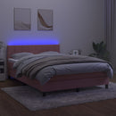 vidaXL rózsaszín bársony rugós és LED-es ágy matraccal 140x190 cm