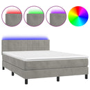 vidaXL világosszürke bársony rugós és LED-es ágy matraccal 140x200 cm
