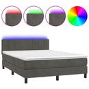 vidaXL sötétszürke bársony rugós és LED-es ágy matraccal 140x200 cm