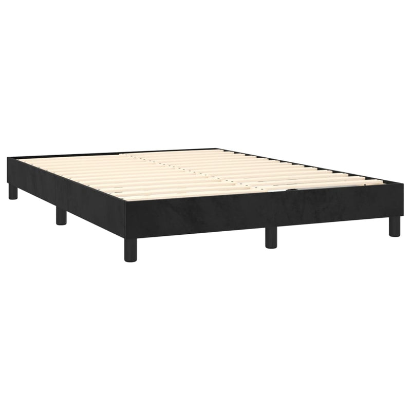 vidaXL fekete bársony rugós és LED-es ágy matraccal 140x200 cm