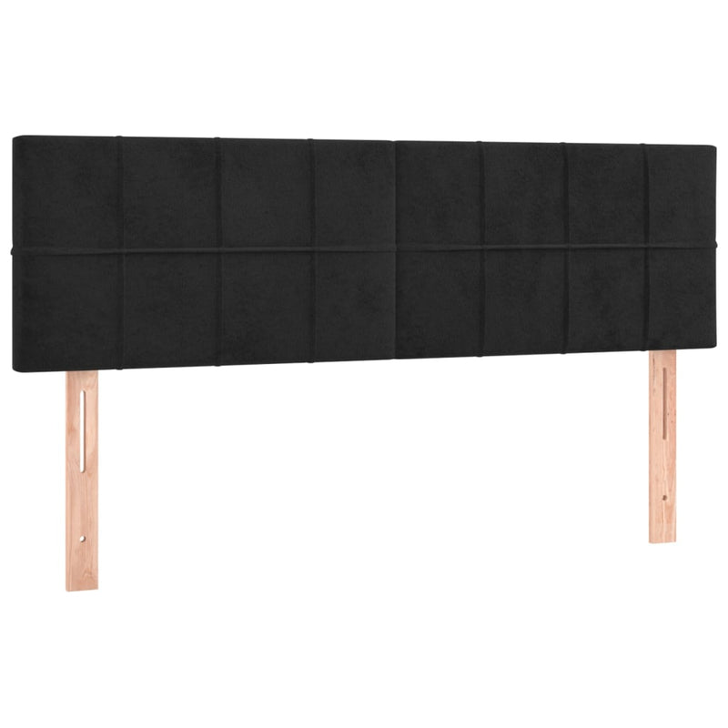 vidaXL fekete bársony rugós és LED-es ágy matraccal 140x200 cm