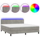 vidaXL világosszürke bársony rugós és LED-es ágy matraccal 160x200 cm