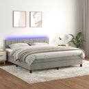 vidaXL világosszürke bársony rugós és LED-es ágy matraccal 160x200 cm