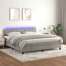 vidaXL világosszürke bársony rugós és LED-es ágy matraccal 160x200 cm