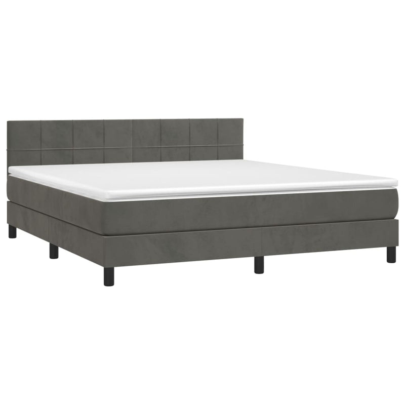 vidaXL sötétszürke bársony rugós és LED-es ágy matraccal 160x200 cm