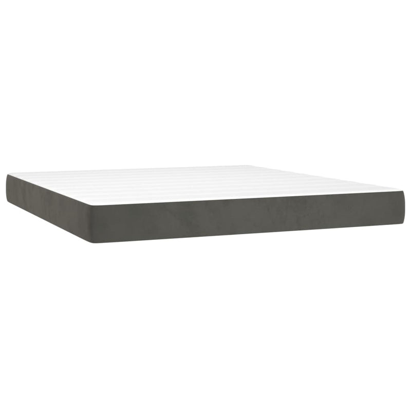 vidaXL sötétszürke bársony rugós és LED-es ágy matraccal 160x200 cm