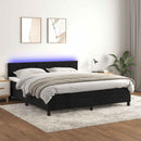 vidaXL fekete bársony rugós és LED-es ágy matraccal 160x200 cm