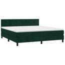 vidaXL sötétzöld bársony rugós és LED-es ágy matraccal 160x200 cm