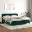 vidaXL sötétzöld bársony rugós és LED-es ágy matraccal 160x200 cm