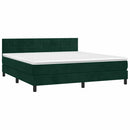vidaXL sötétzöld bársony rugós és LED-es ágy matraccal 180x200 cm