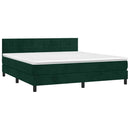vidaXL sötétzöld bársony rugós és LED-es ágy matraccal 180x200 cm