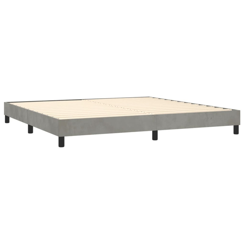 vidaXL világosszürke bársony rugós és LED-es ágy matraccal 200x200 cm