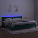 vidaXL sötétzöld bársony rugós és LED-es ágy matraccal 200x200 cm