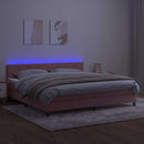 vidaXL rózsaszín bársony rugós és LED-es ágy matraccal 200x200 cm