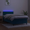 vidaXL sötétkék bársony rugós és LED-es ágy matraccal 80 x 200 cm