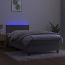 vidaXL világosszürke bársony rugós és LED-es ágy matraccal 90x190 cm