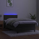 vidaXL sötétszürke bársony rugós és LED-es ágy matraccal 90x190 cm