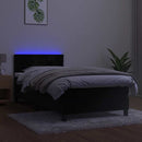 vidaXL fekete bársony rugós és LED-es ágy matraccal 90x190 cm