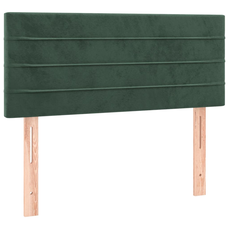 vidaXL sötétzöld bársony rugós és LED-es ágy matraccal 90x190 cm