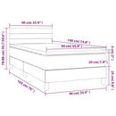vidaXL rózsaszín bársony rugós és LED-es ágy matraccal 90x190 cm