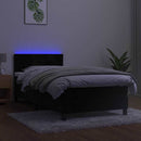 vidaXL fekete bársony rugós és LED-es ágy matraccal 90x200 cm