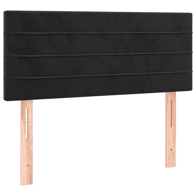 vidaXL fekete bársony rugós és LED-es ágy matraccal 90x200 cm
