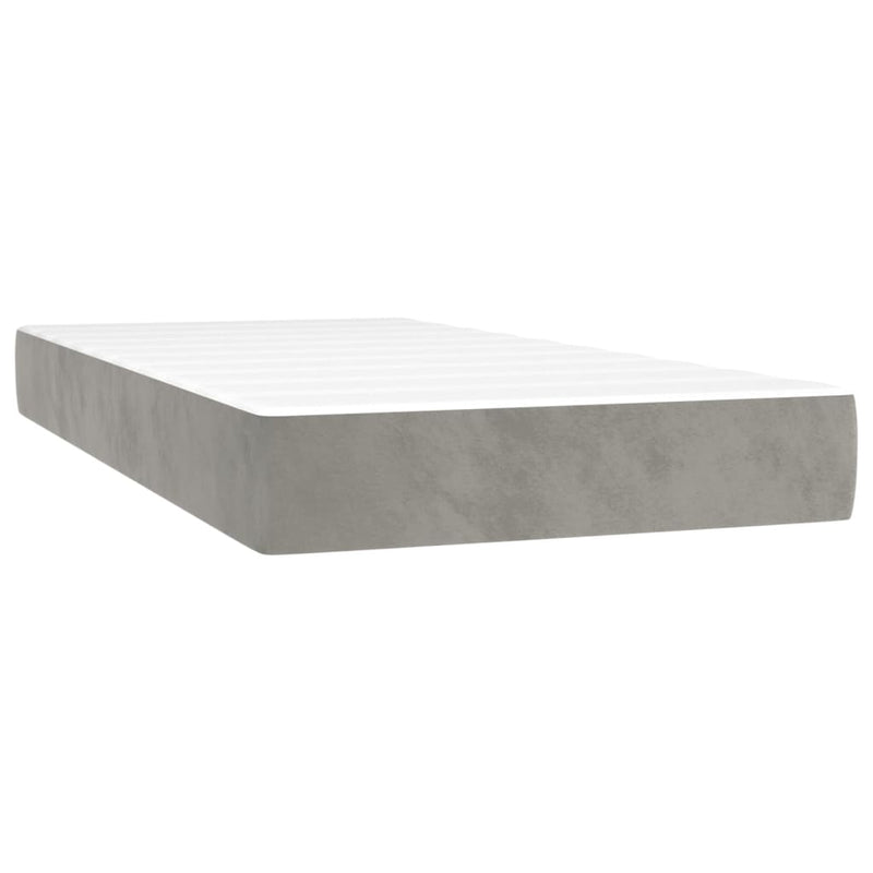 vidaXL világosszürke bársony rugós és LED-es ágy matraccal 100x200 cm