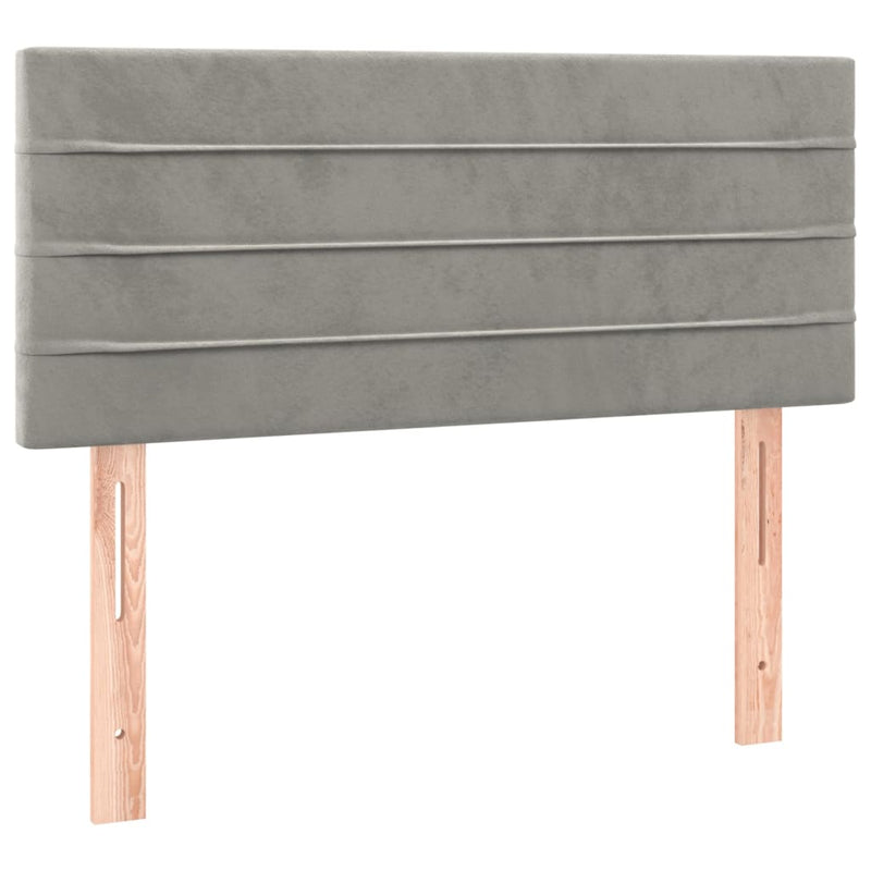 vidaXL világosszürke bársony rugós és LED-es ágy matraccal 100x200 cm