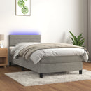 vidaXL világosszürke bársony rugós és LED-es ágy matraccal 100x200 cm